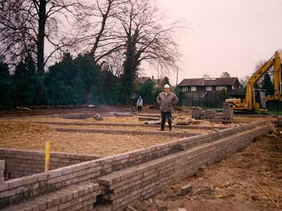Foundation layer of the front elevation of the building